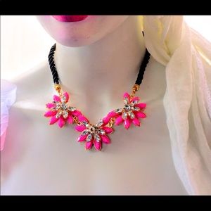 Pretty Pink Faux Gem Statement Choker Necklace NWT